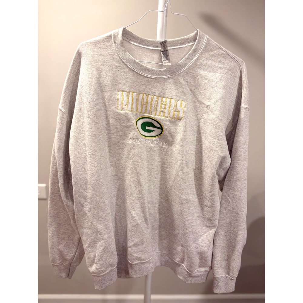 Green Bay Packers Sweatshirt XL Embroidered Crewneck Gray NFL Gameday Gorpcore